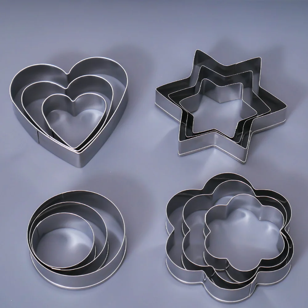 Cookie Cutter 12Pcs/set Stainless Steel Heart Fruit Molds Flower Round Star Biscuit Mould Fondant Cutting Pastry Cutters
Cookie Cutter 12Pcs/set Stainless Steel Heart Fruit Molds Flower Round Star Biscuit Mould Fondant Cutting Pastry Cutters