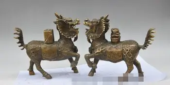 S00774 9"China Fengshui Bronze Palace Door Lucky Kirin Unicorn Kylin beast statue pair
S00774 9"China Fengshui Bronze Palace Door Lucky Kirin Unicorn Kylin beast statue pair