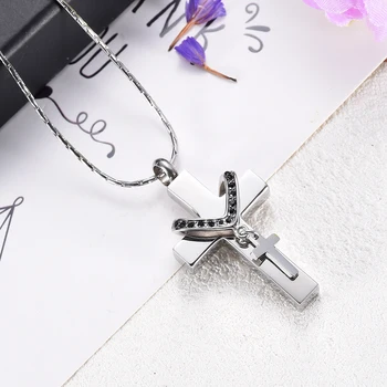 Assorted Color Double Cross Stainless Steel Urn Necklace Pendant Cremation Jewelry for Human Ashes Black /Red /Green Crystal
Assorted Color Double Cross Stainless Steel Urn Necklace Pendant Cremation Jewelry for Human Ashes Black /Red /Green Crystal