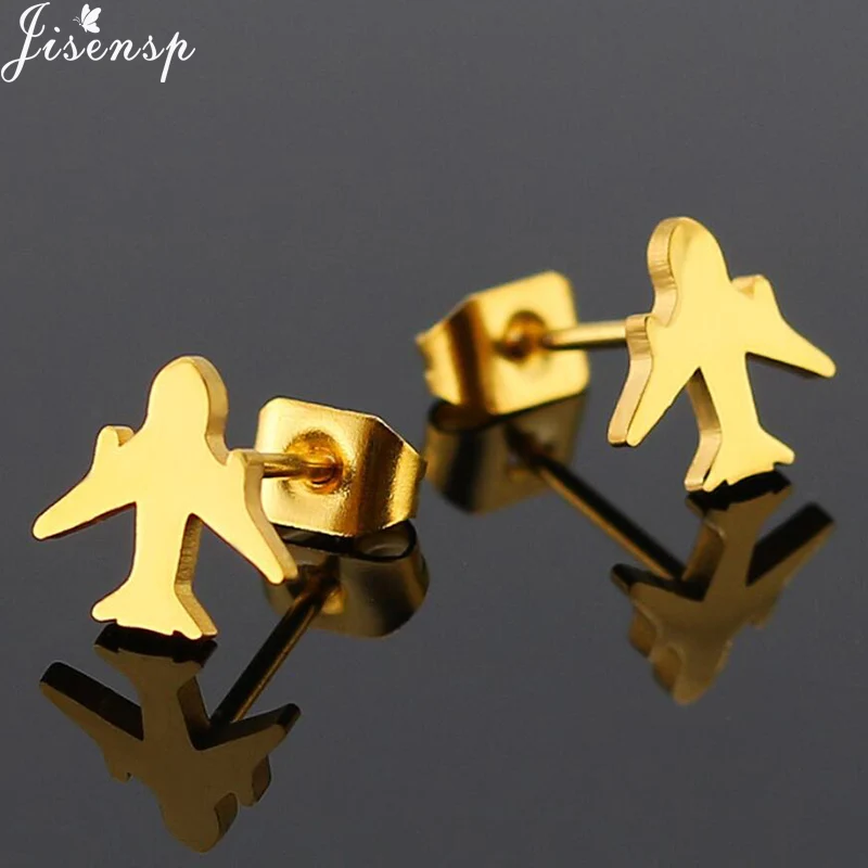 Jisensp Golden Stainless Steel Stud Earrings for Women Fashion Minimalist Airplane Plane Earrings Handmade Aircraft Earings
Jisensp Golden Stainless Steel Stud Earrings for Women Fashion Minimalist Airplane Plane Earrings Handmade Aircraft Earings