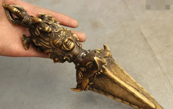 12Inch Tibet Bronze Copper Hayagriva Mahakala Buddha Statue Phurpa Dagger Holder
12Inch Tibet Bronze Copper Hayagriva Mahakala Buddha Statue Phurpa Dagger Holder