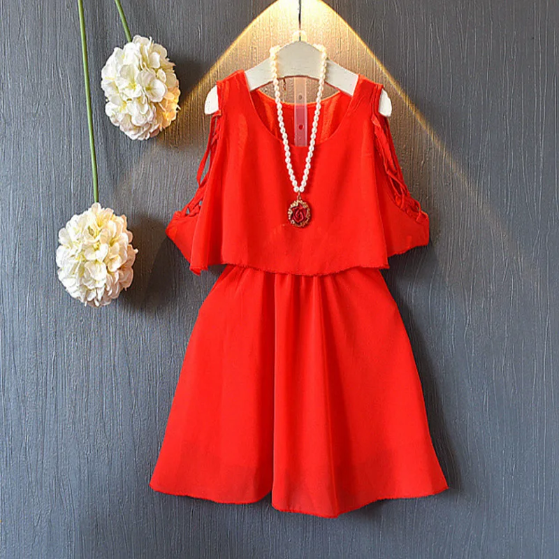 Girls party dress kids fashion design kid clothes red chiffon o-neck half sleeve solid color polyester summer dress girl 
Girls party dress kids fashion design kid clothes red chiffon o-neck half sleeve solid color polyester summer dress girl