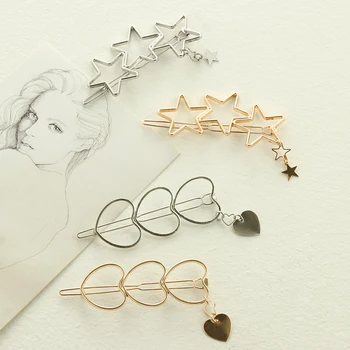 Girls Metal Hair Clip Hairgrip Fashion Women Hollow Stars Heart Hairpins Barrette Jewelry Hair Decor Accessories
Girls Metal Hair Clip Hairgrip Fashion Women Hollow Stars Heart Hairpins Barrette Jewelry Hair Decor Accessories