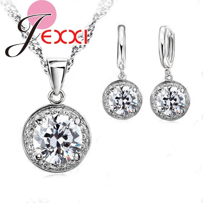New Wedding Fine Jewelry Sets Real Pure 925 Sterling Silver Cubic Zircon CZ Pendant Necklaces Earring Jewelry Set
New Wedding Fine Jewelry Sets Real Pure 925 Sterling Silver Cubic Zircon CZ Pendant Necklaces Earring Jewelry Set