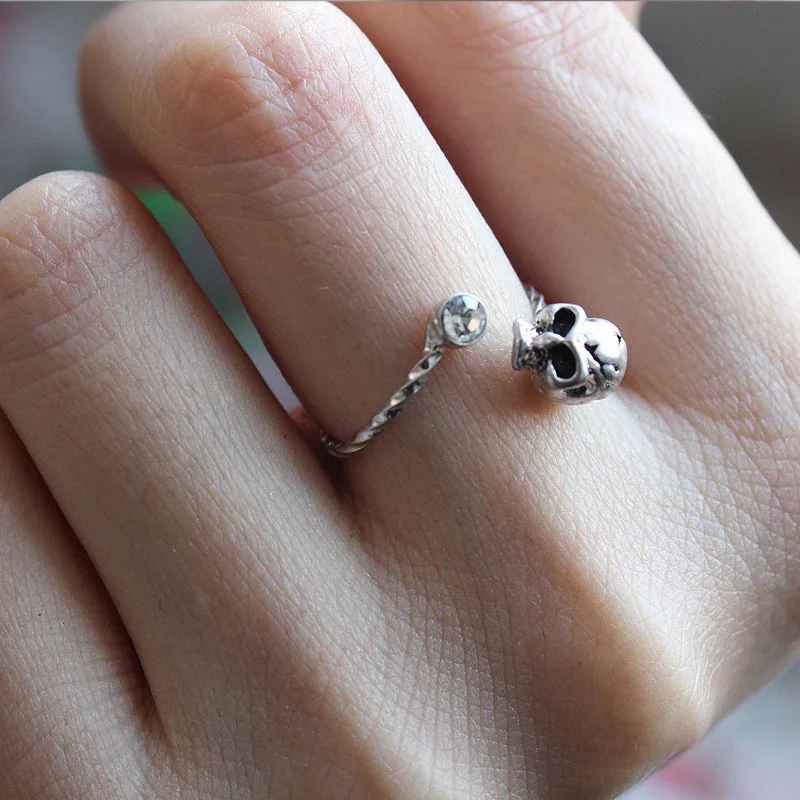 Pop Style Skull Ring With Crystal Adjustable Ghost Head Rings for Unisex Wholesale Free Shipping | Украшения и аксессуары