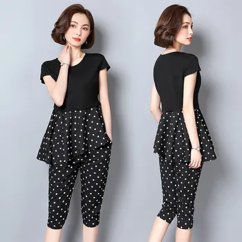 Thin Fashion Wild Striped Polka Dot Women's Summer Suit Casual Plus Size 5xl Irregular Women's Summer Suit Elegant Women Set 
Thin Fashion Wild Striped Polka Dot Women's Summer Suit Casual Plus Size 5xl Irregular Women's Summer Suit Elegant Women Set