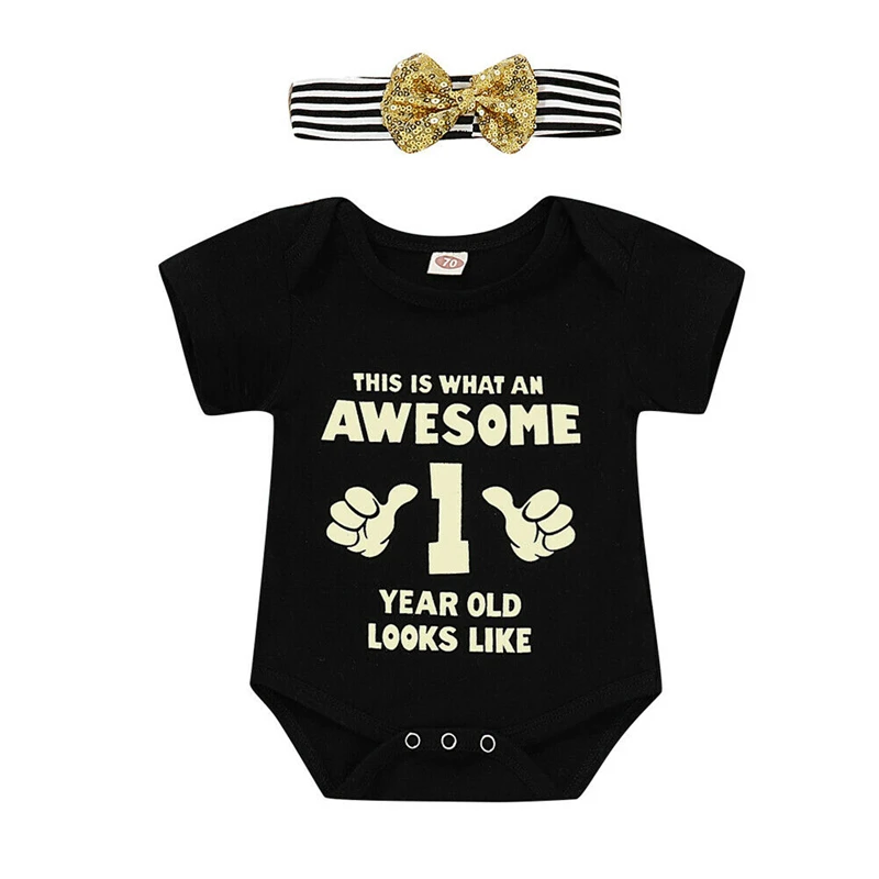 Newborn Baby Girl 1 Birthday Letter Bodysuits+Bow Headband Summer Cotton Bodysuit Ropa Bebe Kids Jumpsuit Outfits Clothes 0-18M
Newborn Baby Girl 1 Birthday Letter Bodysuits+Bow Headband Summer Cotton Bodysuit Ropa Bebe Kids Jumpsuit Outfits Clothes 0-18M