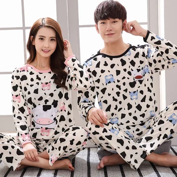Brand Cotton Couple Pajamas Cartoon Cow Sleepwear Women's Pajama Sets Pijamas Mujer Lover Pyjamas Homewear Plus M-3XL Clothing
Brand Cotton Couple Pajamas Cartoon Cow Sleepwear Women's Pajama Sets Pijamas Mujer Lover Pyjamas Homewear Plus M-3XL Clothing
