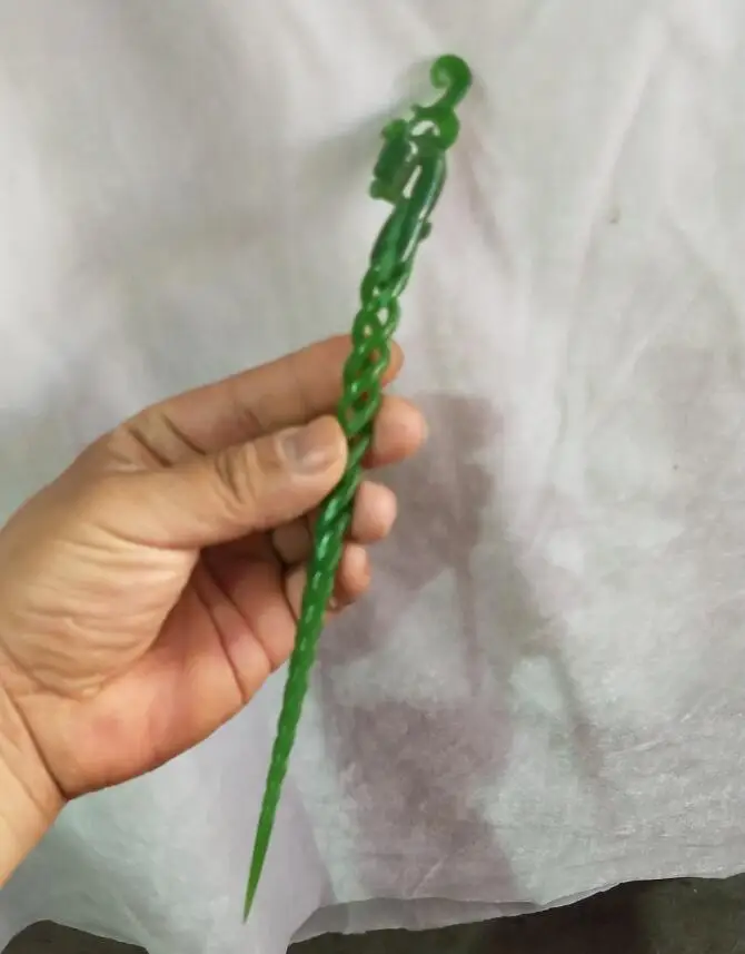 Long 20CM!!! Art Collection Chinese Handcarved Green jade stone Dragon hairpin Hair Stick Statue
Long 20CM!!! Art Collection Chinese Handcarved Green jade stone Dragon hairpin Hair Stick Statue
