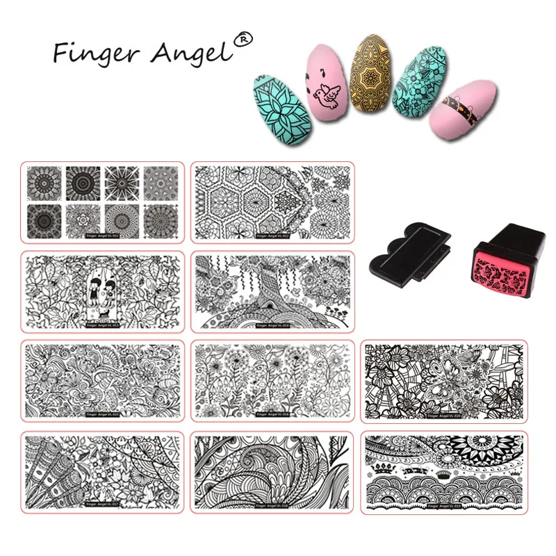 Finger Angel 10 Pcs 12*6cm Rectangle Nail Art Plate Stamping Template+10pcs White Backplane +1 Pcs Nail Stamper&Scraper Tool
Finger Angel 10 Pcs 12*6cm Rectangle Nail Art Plate Stamping Template+10pcs White Backplane +1 Pcs Nail Stamper&Scraper Tool
