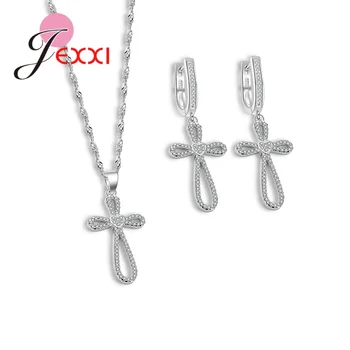 Eternity Cross Ribbon Jewelry Sets For Women Wedding with CZ Zirconia Earrings/Pendant/Necklace Jewelry Set
Eternity Cross Ribbon Jewelry Sets For Women Wedding with CZ Zirconia Earrings/Pendant/Necklace Jewelry Set