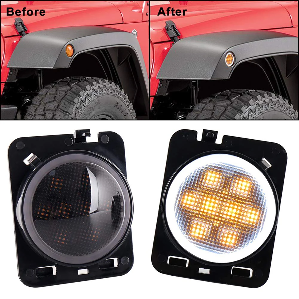 Side Marker Lights for Jeep Wrangler JK JKU 2007 to 2017 LED Smoked Front Fender Flares Parking Turn Indicator Lamp White Halo
Side Marker Lights for Jeep Wrangler JK JKU 2007 to 2017 LED Smoked Front Fender Flares Parking Turn Indicator Lamp White Halo