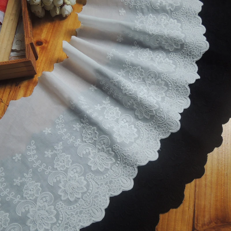 5yards width 21cm Embroidery Cotton lace trim fabric dress clothing skirt edge curtain handmade diy sewing materials accessories
5yards width 21cm Embroidery Cotton lace trim fabric dress clothing skirt edge curtain handmade diy sewing materials accessories