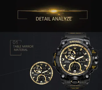 SMAEL Men Sport Watch Dual Display Analog Digital LED Electronic Wrist waterproof gifts Men's wrist luminous watch for swim run
SMAEL Men Sport Watch Dual Display Analog Digital LED Electronic Wrist waterproof gifts Men's wrist luminous watch for swim run