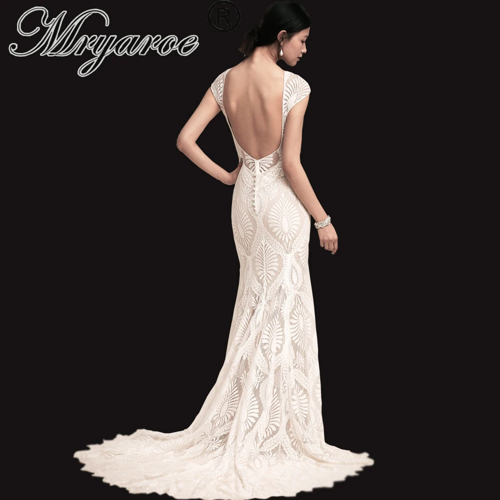 Mryarce Unique Lace Bohemian Wedding Dress With Cap Sleeves Open Back Mermaid Boho Bridal Gowns
Mryarce Unique Lace Bohemian Wedding Dress With Cap Sleeves Open Back Mermaid Boho Bridal Gowns