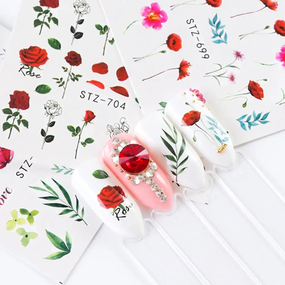 24 Sheets Flower Plant Nail Art Transfer Stickers DIY Manicure Water Decals | Красота и здоровье