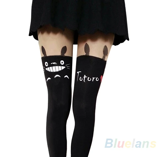 Новый Японии Тоторо печати до колена Шиншилла татуировки колготки 006 P|tights