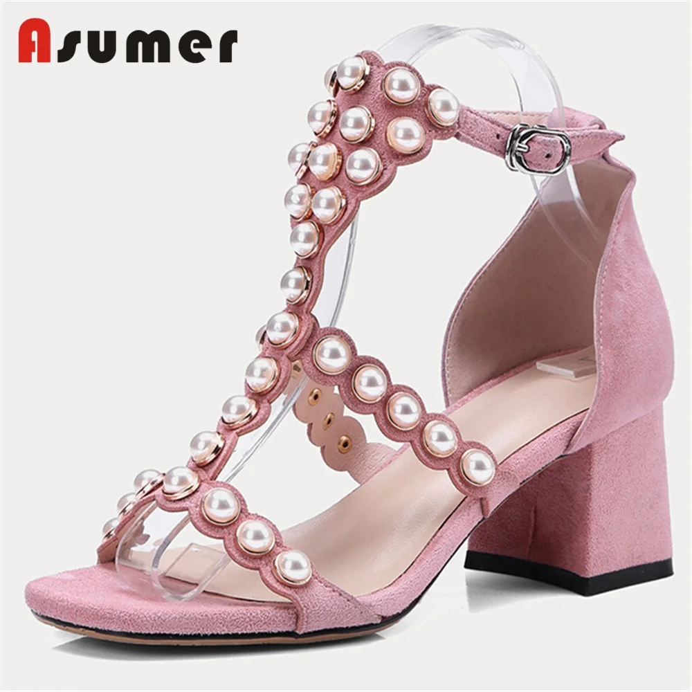 ASUMER HOT 2018 fashion suede leather sandals women srivet string bead square high heels summer shoes ladies wedding shoes
ASUMER HOT 2018 fashion suede leather sandals women srivet string bead square high heels summer shoes ladies wedding shoes
