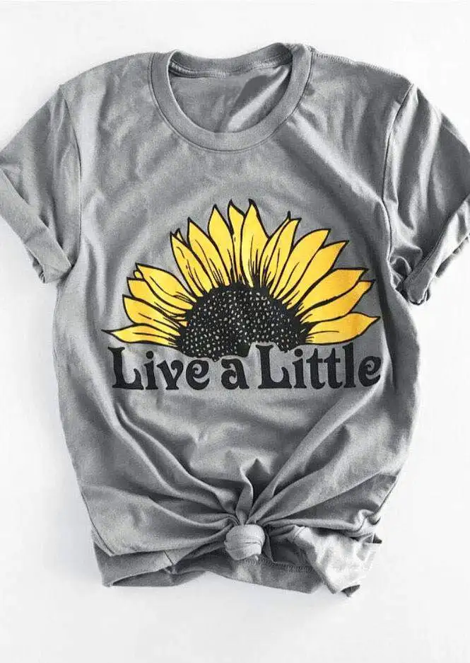 New Women T-Shirt Live A Little Sunflower Short Sleeve O-Neck T-Shirt Female Light Grey 2018 Summer t shirt Ladies Tops Tee
New Women T-Shirt Live A Little Sunflower Short Sleeve O-Neck T-Shirt Female Light Grey 2018 Summer t shirt Ladies Tops Tee