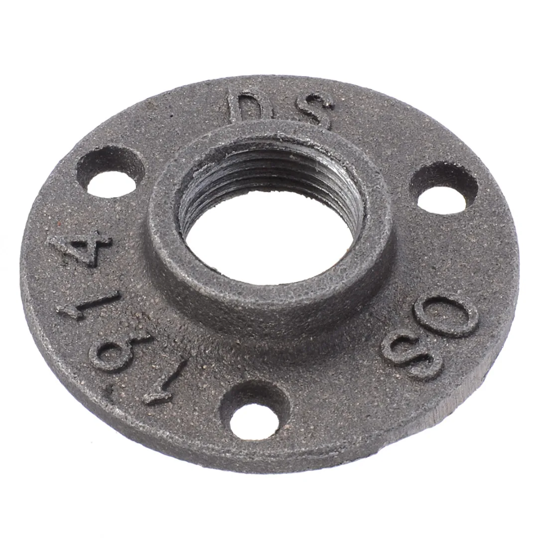 3 Hole Thread BSP Malleable Iron Pipe Fittings Wall Mount Floor Flange Pipe Fittings Hardware Tools 1/2 Inch 3/4 Inch