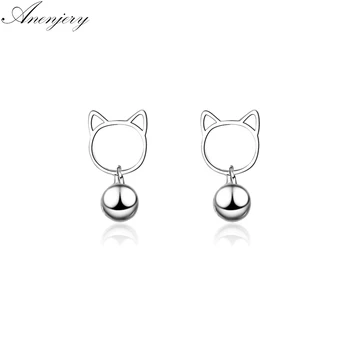 Anenjery New Cute Fashion Silver Color Cat Bell Earrings For Women Christmas Gift S-E674
Anenjery New Cute Fashion Silver Color Cat Bell Earrings For Women Christmas Gift S-E674