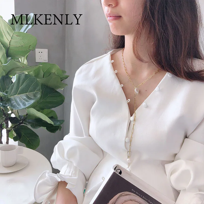 MLKENLY 925 Sterling Silver Boho Baroque Pearl Necklace for Women Long Chain Charm Statement Collares Necklace Wedding Jewelry
MLKENLY 925 Sterling Silver Boho Baroque Pearl Necklace for Women Long Chain Charm Statement Collares Necklace Wedding Jewelry