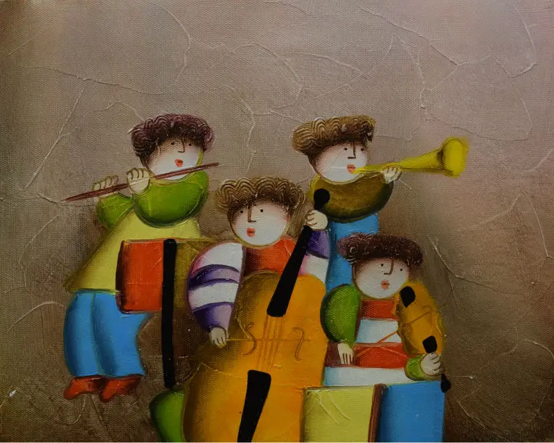 100% Hand Painted Cartoon Oil Painting on Canvas Modern Cartoon Children Play Instrument Wall Art Picture for Living Room Decor
100% Hand Painted Cartoon Oil Painting on Canvas Modern Cartoon Children Play Instrument Wall Art Picture for Living Room Decor
