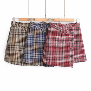 Women Autumn Plaid Skirt Winter Irregular Swallow Gird Khaki Skirts Female Vintage Blue Red Button-Fly Mini Skirt jupe femme
Women Autumn Plaid Skirt Winter Irregular Swallow Gird Khaki Skirts Female Vintage Blue Red Button-Fly Mini Skirt jupe femme
