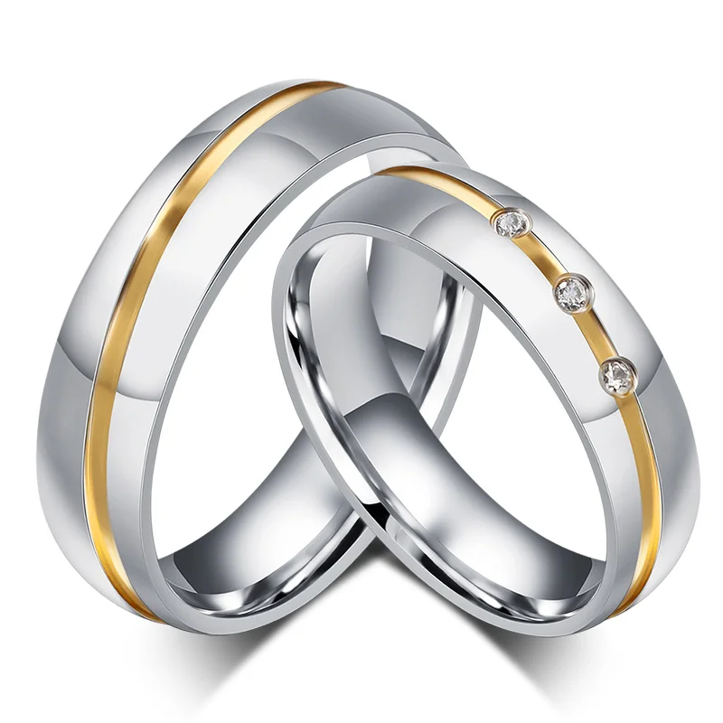 Stainless Steel Ring w/ CZ Stone for Women & Men