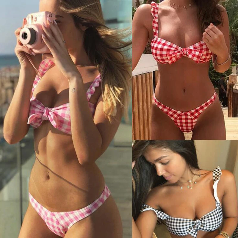Women Bikini Set Sexy Black White Plaid 2018 New Swimwear Ruffles Push up Bathing Suit M44
Women Bikini Set Sexy Black White Plaid 2018 New Swimwear Ruffles Push up Bathing Suit M44