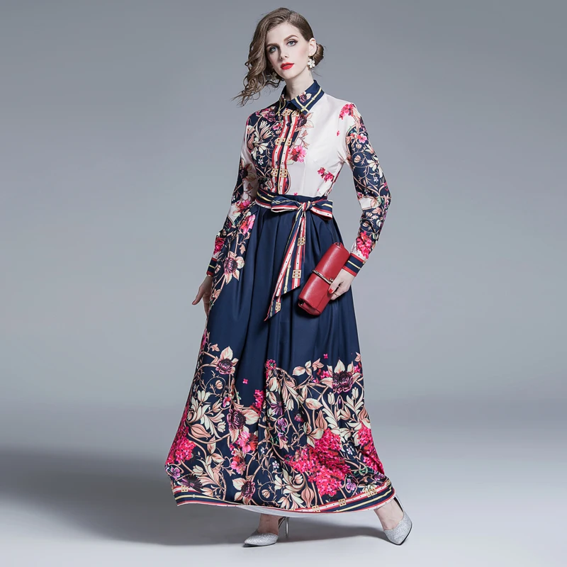 Vintage Printed Womans Spring Dress Slim A-line Maxi Party Dress for Woman OL Floral Print Long Dresses
Vintage Printed Womans Spring Dress Slim A-line Maxi Party Dress for Woman OL Floral Print Long Dresses