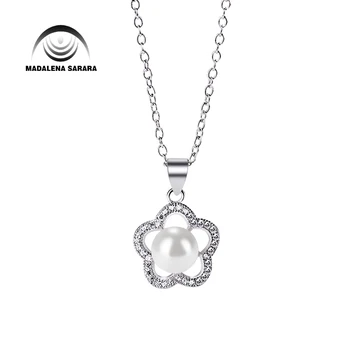 MADALENA SARARA Flower Style AAAA Cubic Zirconia AAA 8mm Freshwater Pearl S925 Plated pendant chain Necklace Jewelry Set 
MADALENA SARARA Flower Style AAAA Cubic Zirconia AAA 8mm Freshwater Pearl S925 Plated pendant chain Necklace Jewelry Set
