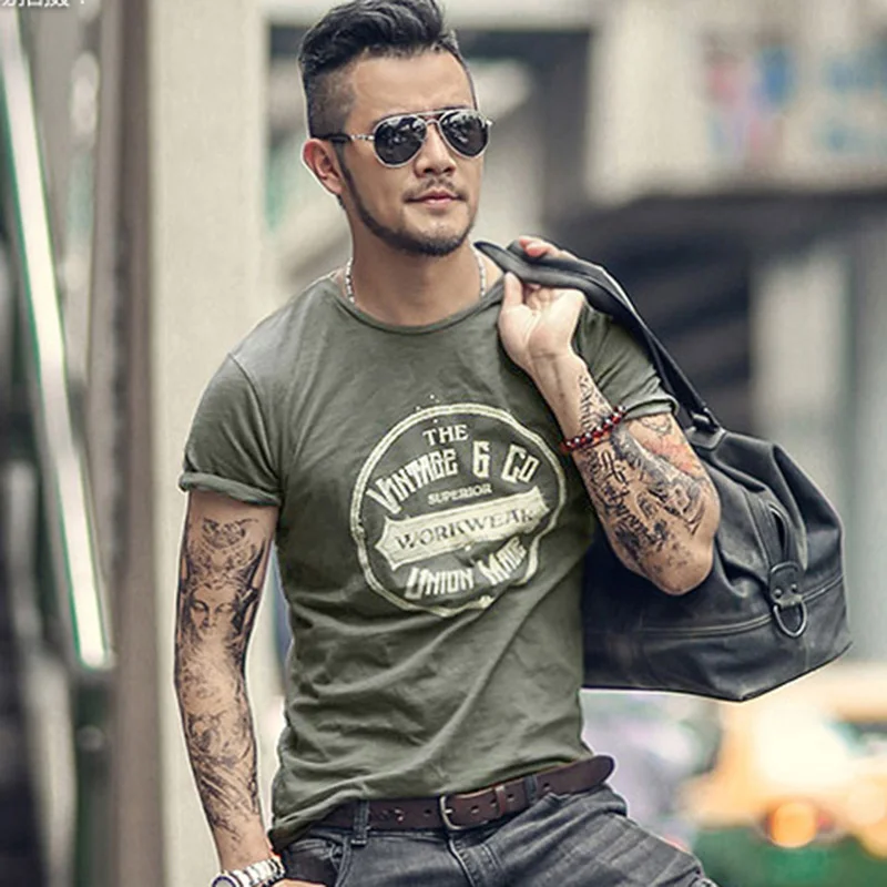 Men New Round Neck Street Style Printing Letters Short Sleeve T-shirt Men's Summer Fashion Cotton Retro Casual Slim T-shirt T380
Men New Round Neck Street Style Printing Letters Short Sleeve T-shirt Men's Summer Fashion Cotton Retro Casual Slim T-shirt T380