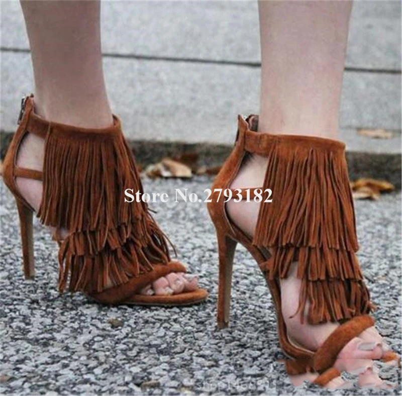 Fashion Style Women Open Toe Suede Leather Long Tassels Stiletto Heel Gladiator Sandals Blue Purple Fringes High Heel Sandals
Fashion Style Women Open Toe Suede Leather Long Tassels Stiletto Heel Gladiator Sandals Blue Purple Fringes High Heel Sandals