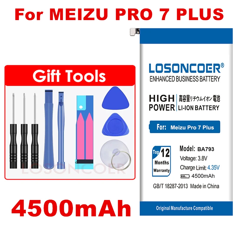 LOSONCOER 4500mAh BA793 Battery For Meizu Pro 7 Plus BA793 M793Q M793M M793H Phone Batteries+Tools
LOSONCOER 4500mAh BA793 Battery For Meizu Pro 7 Plus BA793 M793Q M793M M793H Phone Batteries+Tools