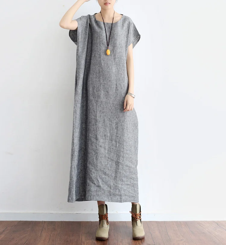 2019 Summer Ramie Long Gray Solid Loose Maxi Dress Women Vintage Casual Dress Robe Elegant Dress Vestidos Shirt Plus Size
2019 Summer Ramie Long Gray Solid Loose Maxi Dress Women Vintage Casual Dress Robe Elegant Dress Vestidos Shirt Plus Size