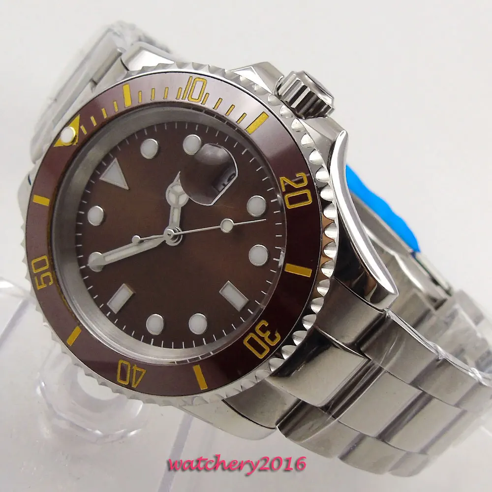40mm Bliger Brown sterile Dial no log Date window Sapphire Glass ceramic bezel Luminous Hands Automatic Mechanical men's Watch
40mm Bliger Brown sterile Dial no log Date window Sapphire Glass ceramic bezel Luminous Hands Automatic Mechanical men's Watch