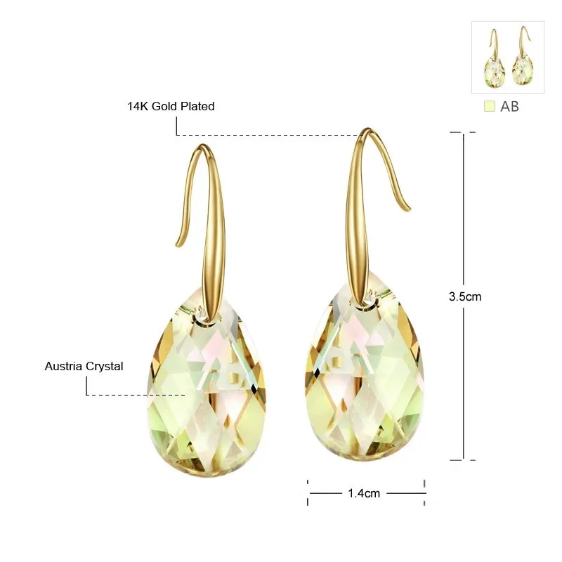 14k gold plated swarovski waterdrop earring (1)