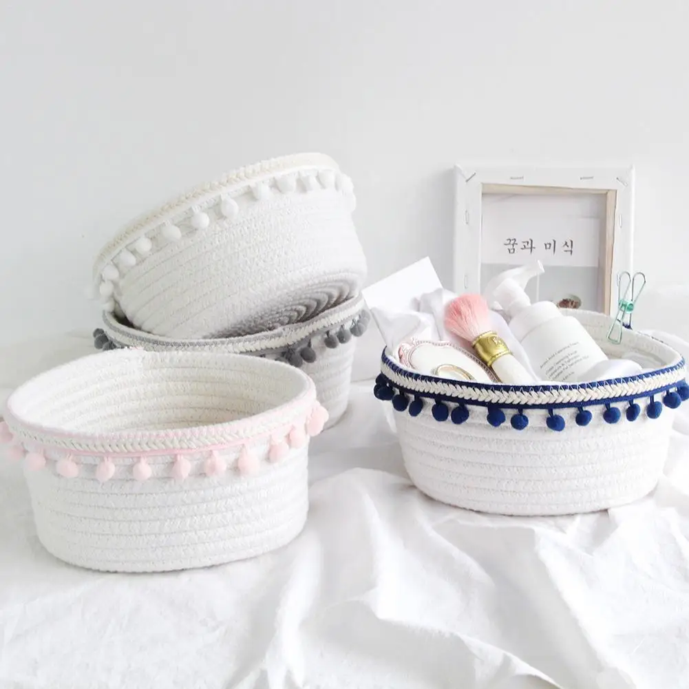 Nordic Hair Ball Cotton Rope Woven Storage Basket Simple Desktop Sundries Cotton Storage Box For Home
Nordic Hair Ball Cotton Rope Woven Storage Basket Simple Desktop Sundries Cotton Storage Box For Home