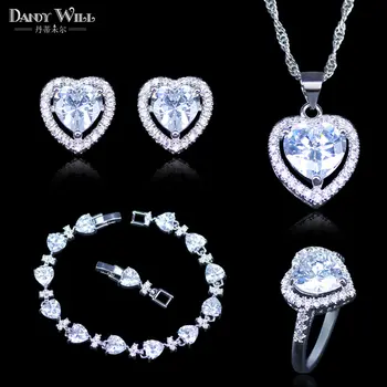 Silver Color Bracelets Jewelry Set Sparkling Love Heart Jewelry Sets Silver Color Jewelry Valentine's Day Gift
Silver Color Bracelets Jewelry Set Sparkling Love Heart Jewelry Sets Silver Color Jewelry Valentine's Day Gift