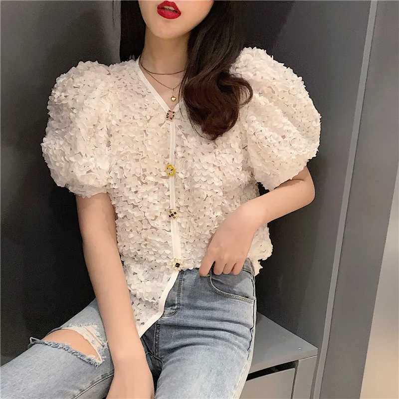 2019 Summer Women Short Sleeve Lace Shirts Sweet Woman Puff Sleeve Flower Lace Tops Female Short Sleeve Mesh Tops
2019 Summer Women Short Sleeve Lace Shirts Sweet Woman Puff Sleeve Flower Lace Tops Female Short Sleeve Mesh Tops