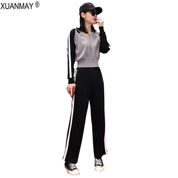 2019 New Spring Hooded Knit Top and trousers Two-piece suit fashion Casual Pullover Sweater Pants Two-piece suit Coat Female
2019 New Spring Hooded Knit Top and trousers Two-piece suit fashion Casual Pullover Sweater Pants Two-piece suit Coat Female