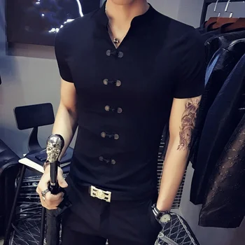 Autumn Mens T Shirts Cardigan Cotton Black White Color Man's Button Short Sleeve T-Shirts Male Wear Tops Plus Size Tee Shirts
Autumn Mens T Shirts Cardigan Cotton Black White Color Man's Button Short Sleeve T-Shirts Male Wear Tops Plus Size Tee Shirts