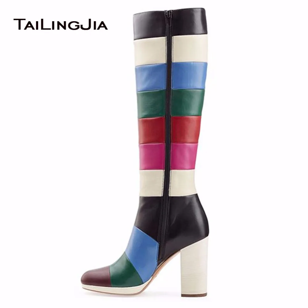 Multicolor Women's Knee High Boots Round Toe Fashion Rainbow Block Heel Winter keep Warm Ladies Boots Plus Size 46 Free Shipping
Multicolor Women's Knee High Boots Round Toe Fashion Rainbow Block Heel Winter keep Warm Ladies Boots Plus Size 46 Free Shipping