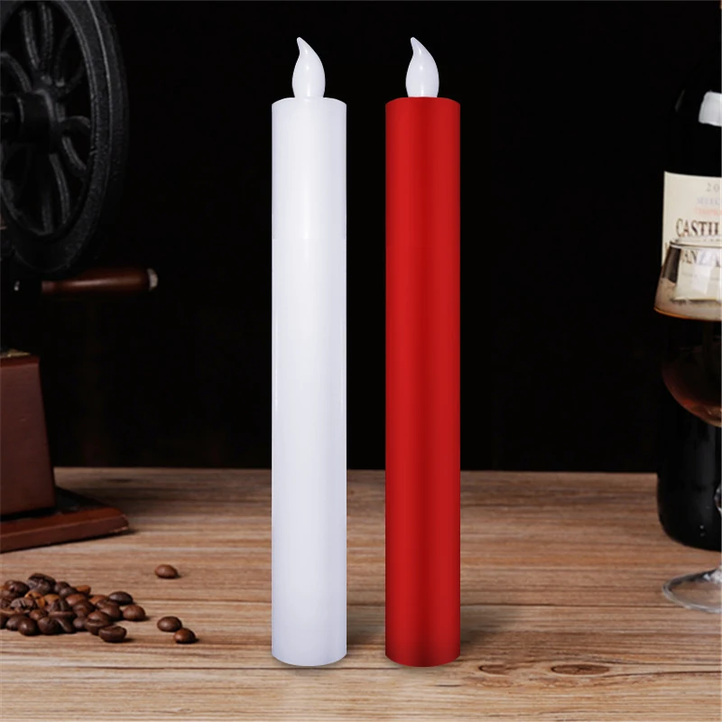 Image 2Pcs Taper candles candlestick Flameless Candle scented bougie velas Electric LED Candles for home Wedding hotel Decoration