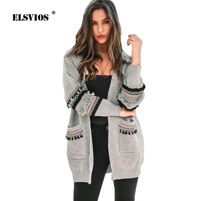 ELSVIOS 3XL Elegant Tassel Long Sleeve Pockets Sweater Cardigan Women Knitted Winter Coat Casual Autumn Spliced Ethnic Outwear
ELSVIOS 3XL Elegant Tassel Long Sleeve Pockets Sweater Cardigan Women Knitted Winter Coat Casual Autumn Spliced Ethnic Outwear