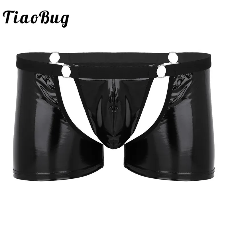 TiaoBug Mens Lingerie Black Wetlook Faux Leather Low Rise Hollow Sexy Gay Pouch Boxer Shorts Hot Male O Ring Jockstrap Underwear
TiaoBug Mens Lingerie Black Wetlook Faux Leather Low Rise Hollow Sexy Gay Pouch Boxer Shorts Hot Male O Ring Jockstrap Underwear