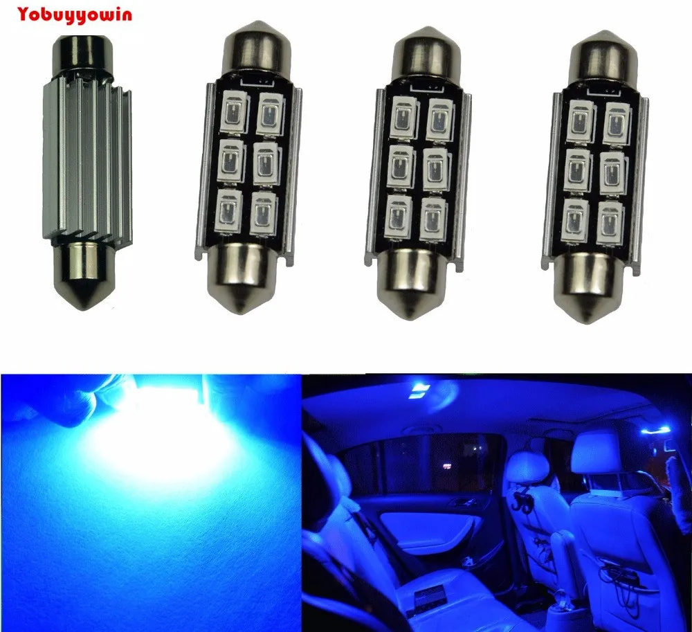 4 шт. 39 мм 5630 зажим 6SMD гирлянда купольная Карта Интерьер Высокая мощность синяя