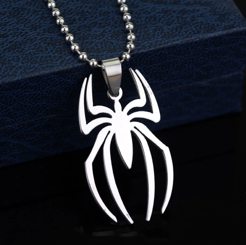 New silver Spiderman cosplay Necklaces venom spiderman stainless steel spider chain necklaces for boys men drop shipping | Украшения и