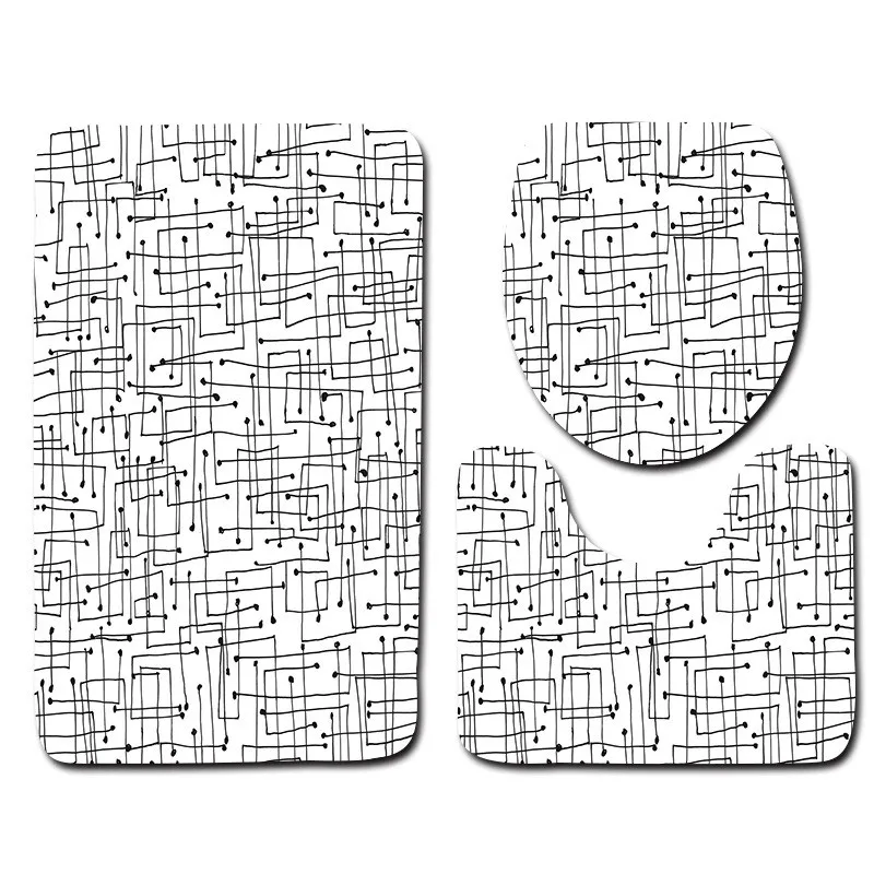 3 Pcs Bathroom Mat Set Black and White Geometric Figures Bath Rug Toilet Mat Non-slip Bath Carpet Water Absorbent Bath Floor Mat 
3 Pcs Bathroom Mat Set Black and White Geometric Figures Bath Rug Toilet Mat Non-slip Bath Carpet Water Absorbent Bath Floor Mat